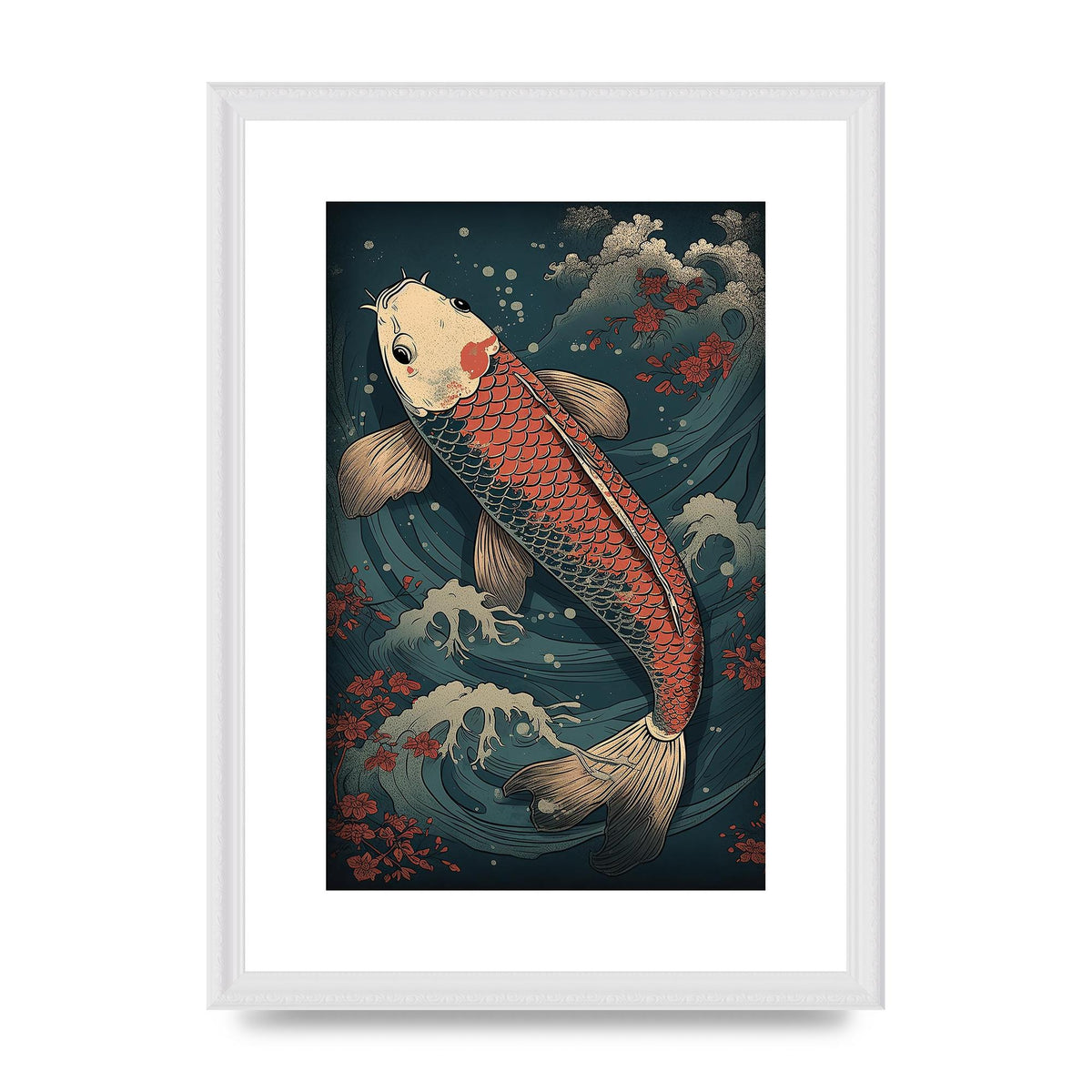 Koi Carp Swimming in Serene Waters Artwork