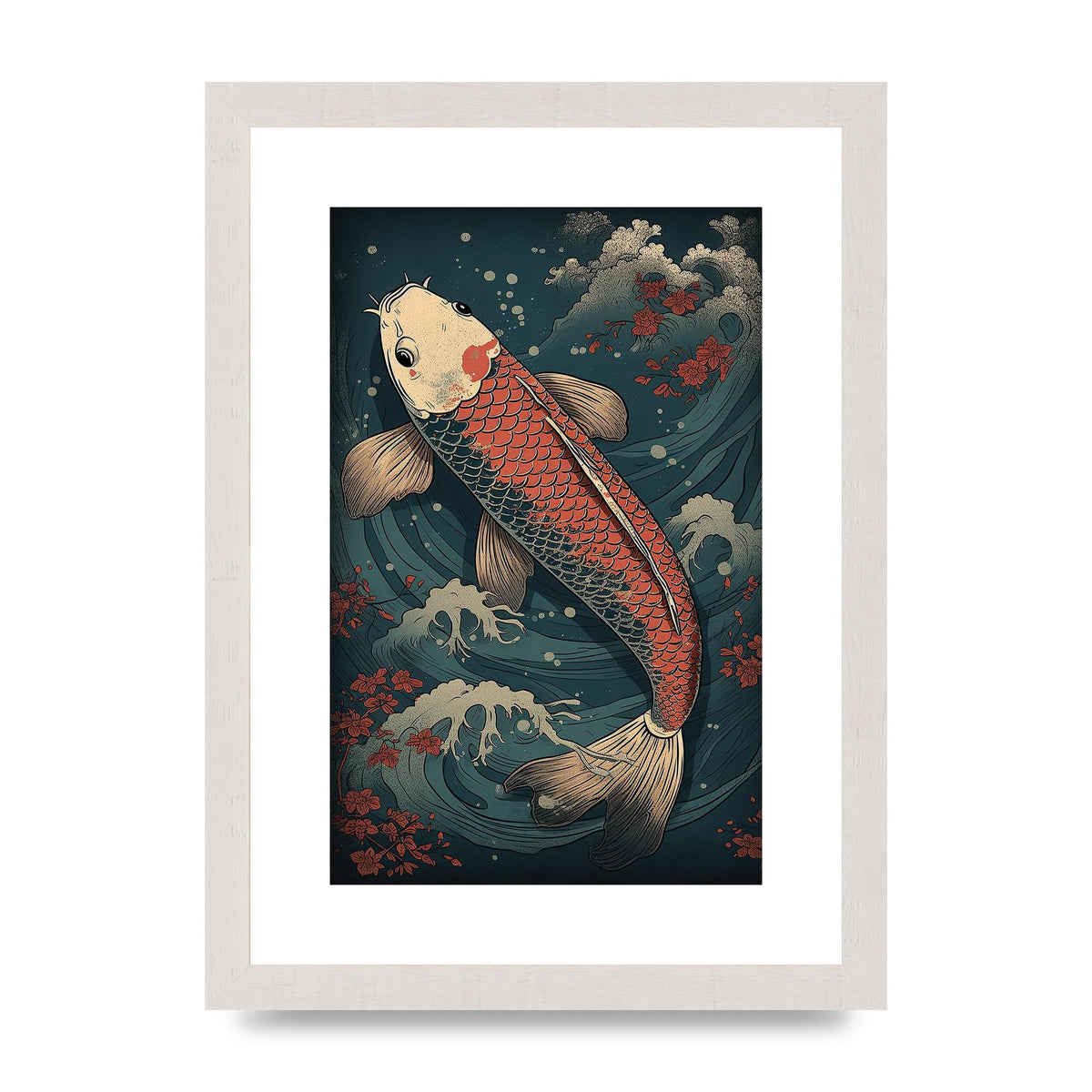 Koi Carp Swimming in Serene Waters Artwork