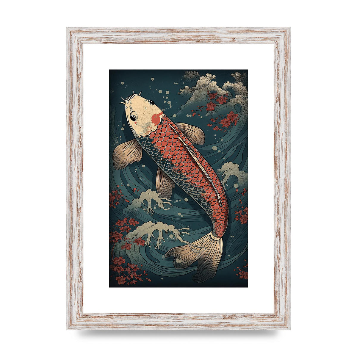 Koi Carp Swimming in Serene Waters Artwork