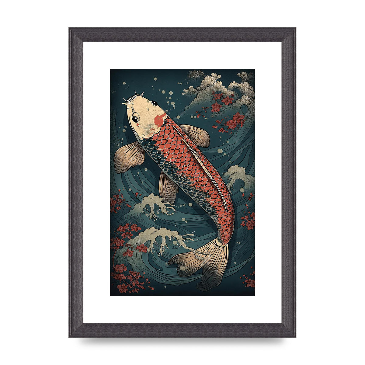 Koi Carp Swimming in Serene Waters Artwork
