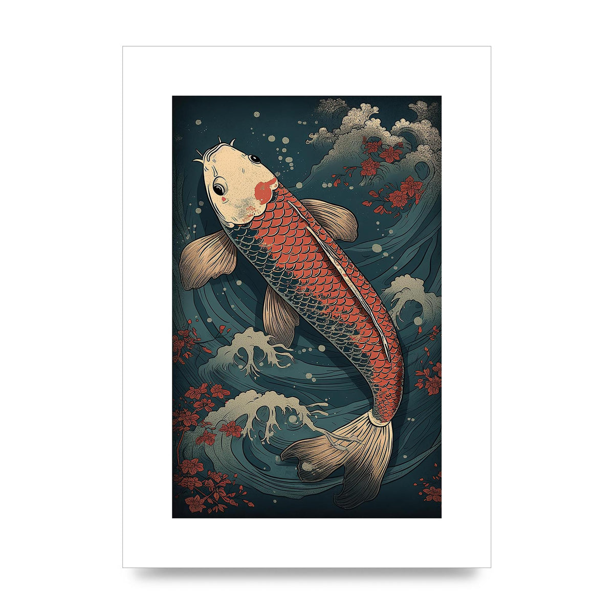 Koi Carp Swimming in Serene Waters Artwork