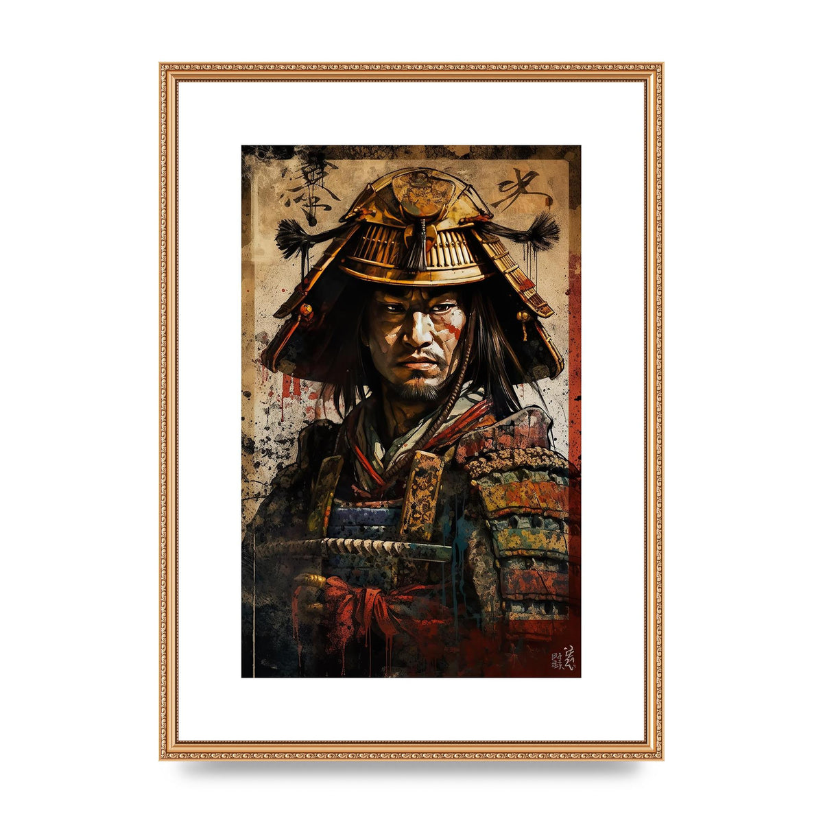 Samurai in Battle Regalia Decorative Artwork