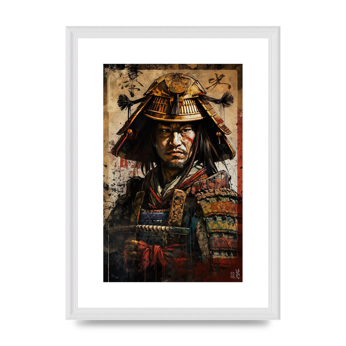 Samurai in Battle Regalia Decorative Artwork