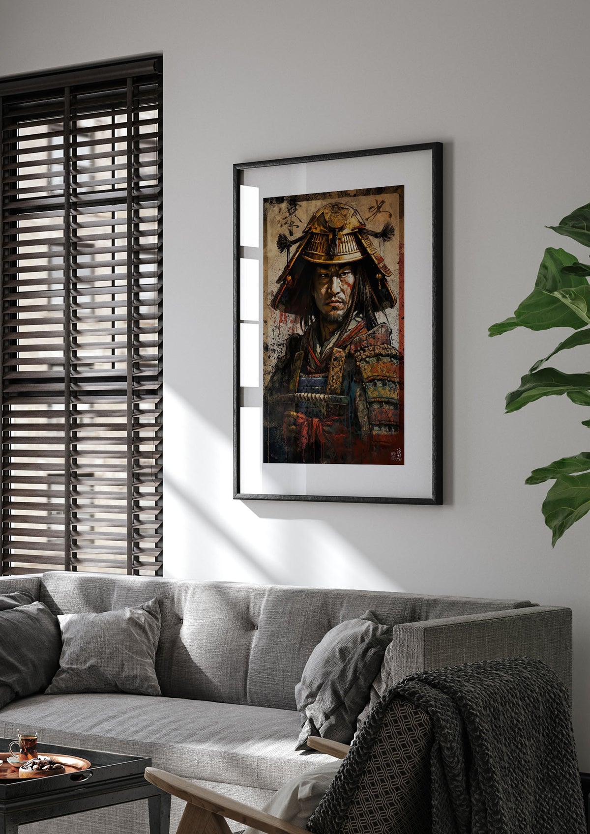 Samurai in Battle Regalia Decorative Artwork