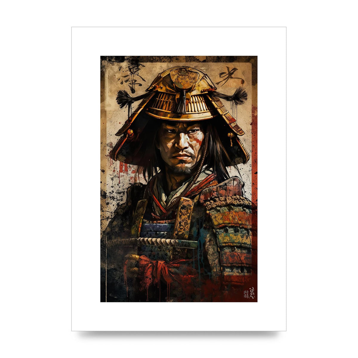 Samurai in Battle Regalia Decorative Artwork