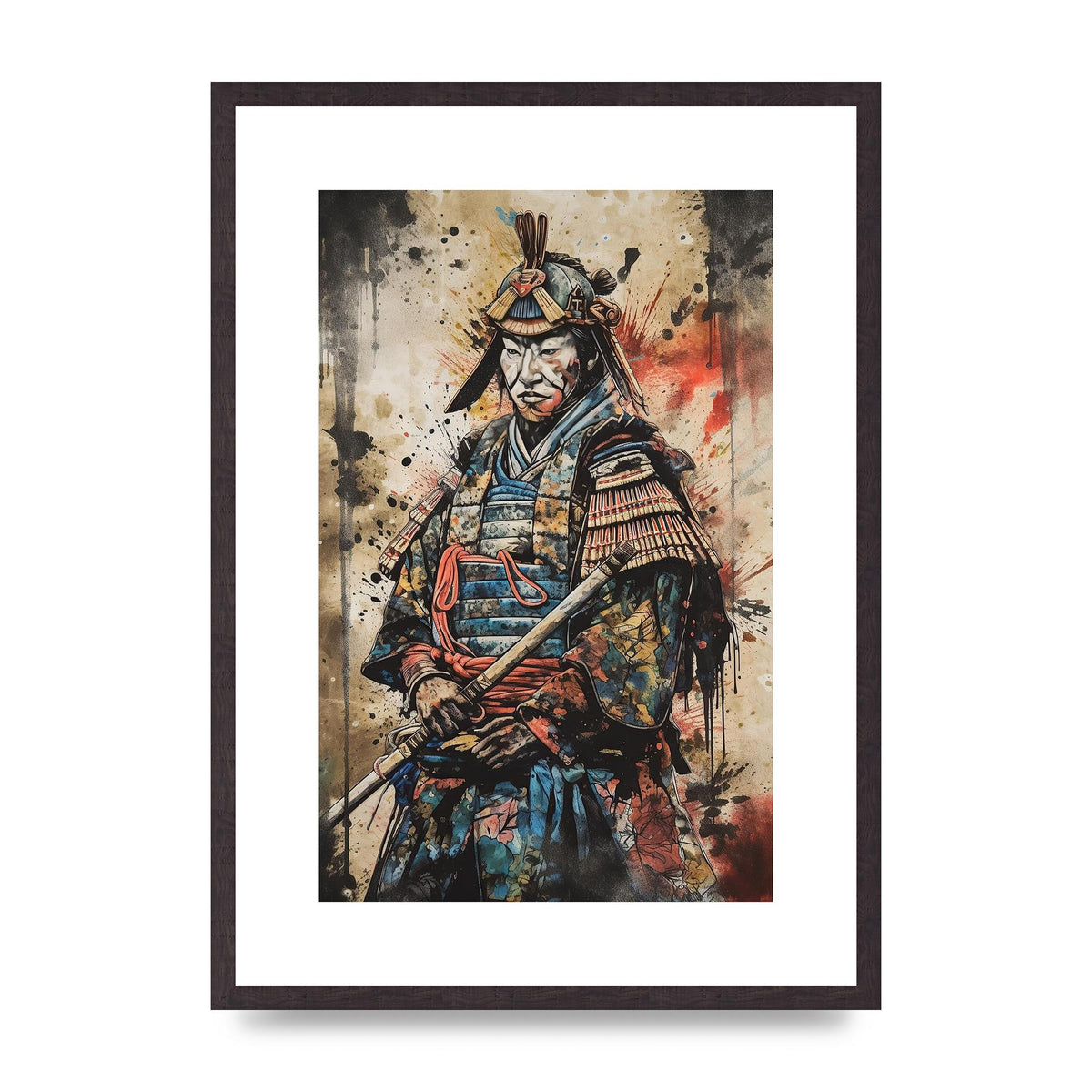 Dynamic Samurai Painting with Textured Background