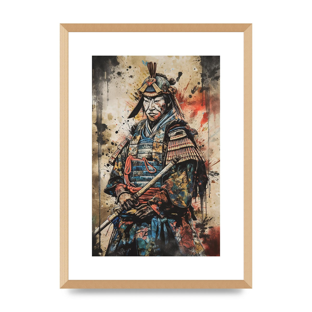 Dynamic Samurai Painting with Textured Background