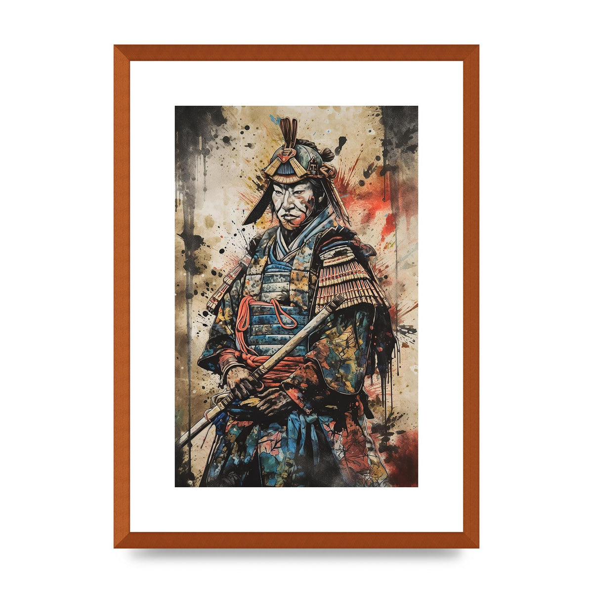 Dynamic Samurai Painting with Textured Background