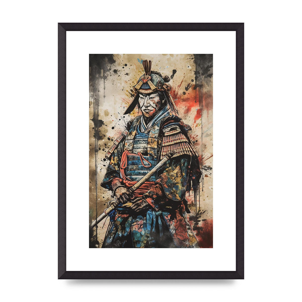 Dynamic Samurai Painting with Textured Background