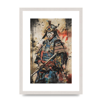 Dynamic Samurai Painting with Textured Background
