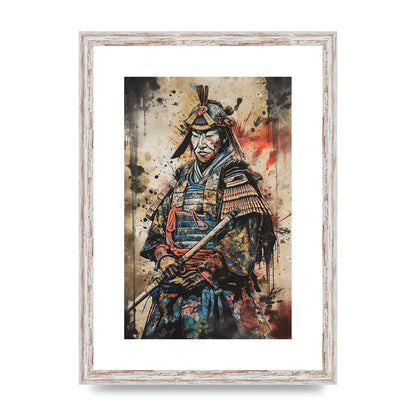 Dynamic Samurai Painting with Textured Background