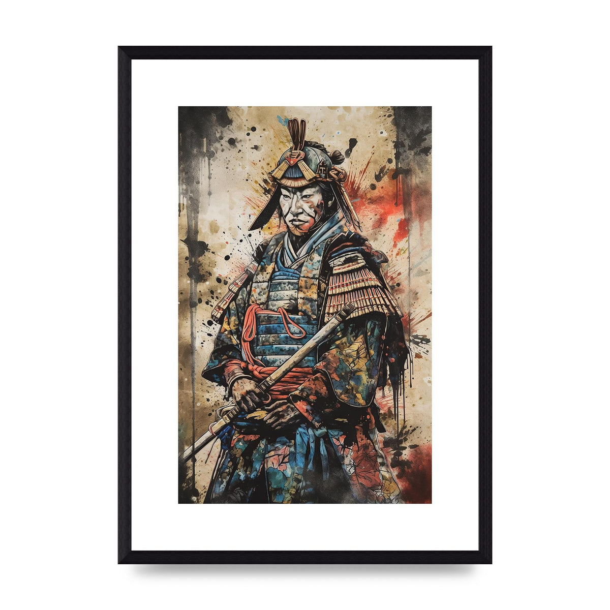 Dynamic Samurai Painting with Textured Background
