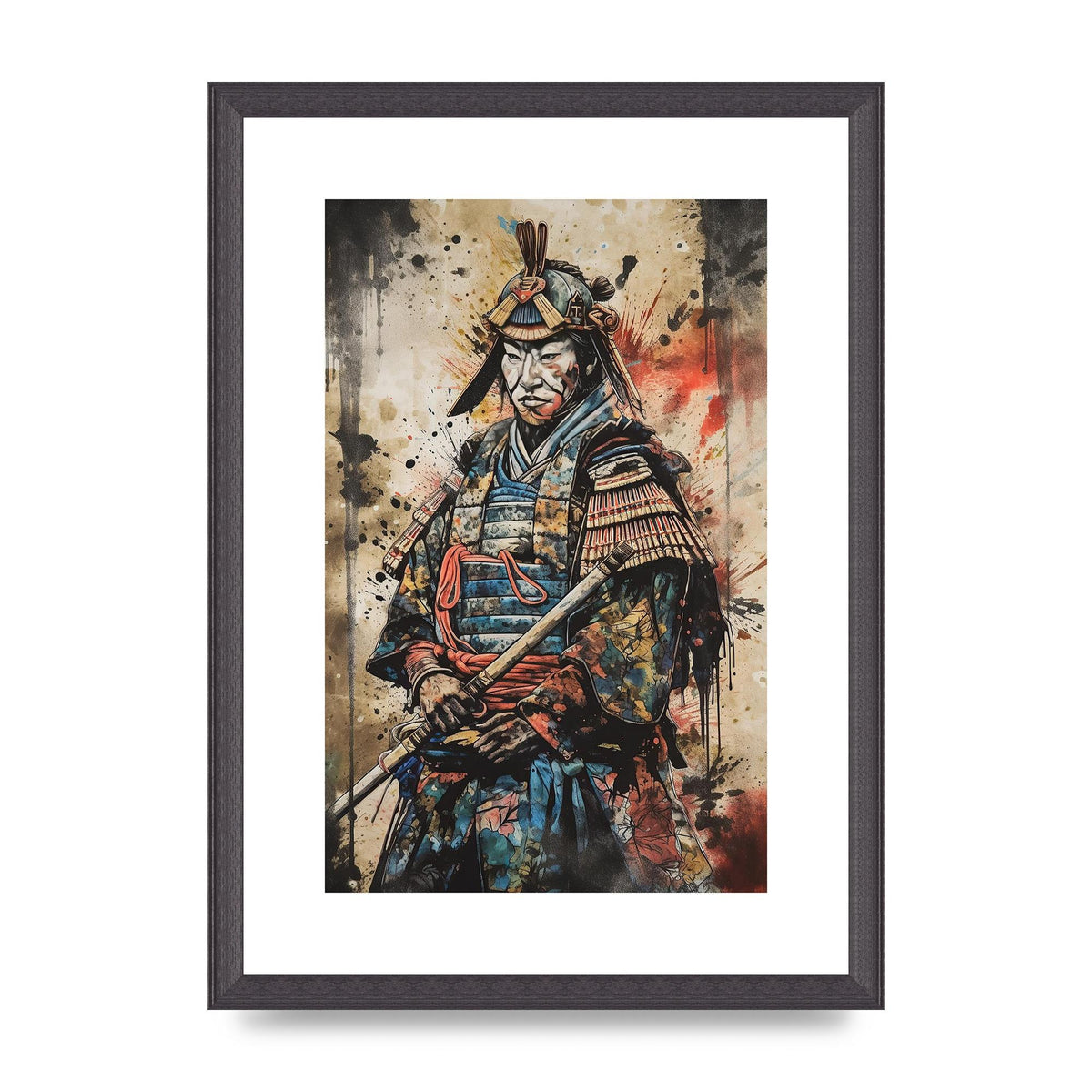 Dynamic Samurai Painting with Textured Background