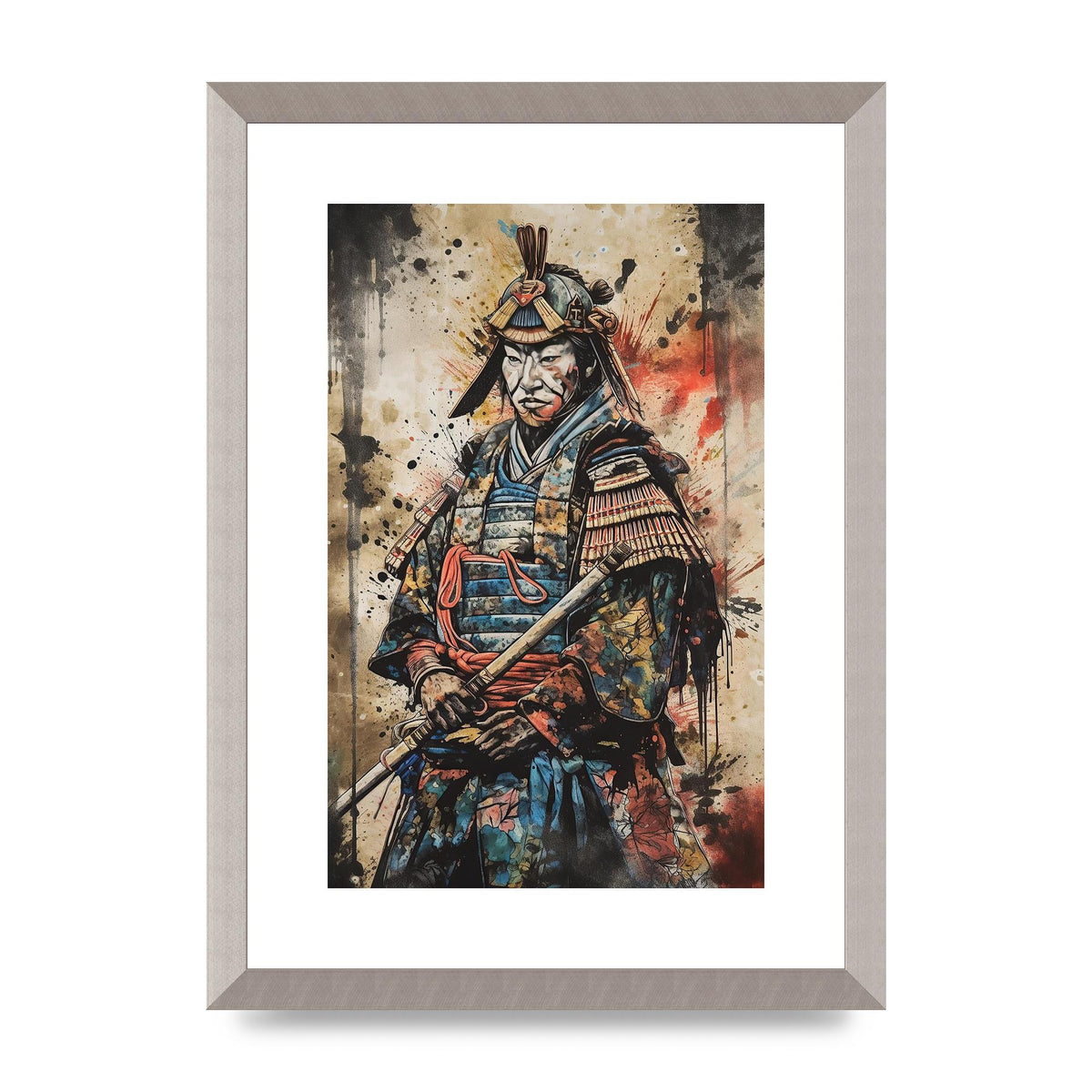 Dynamic Samurai Painting with Textured Background
