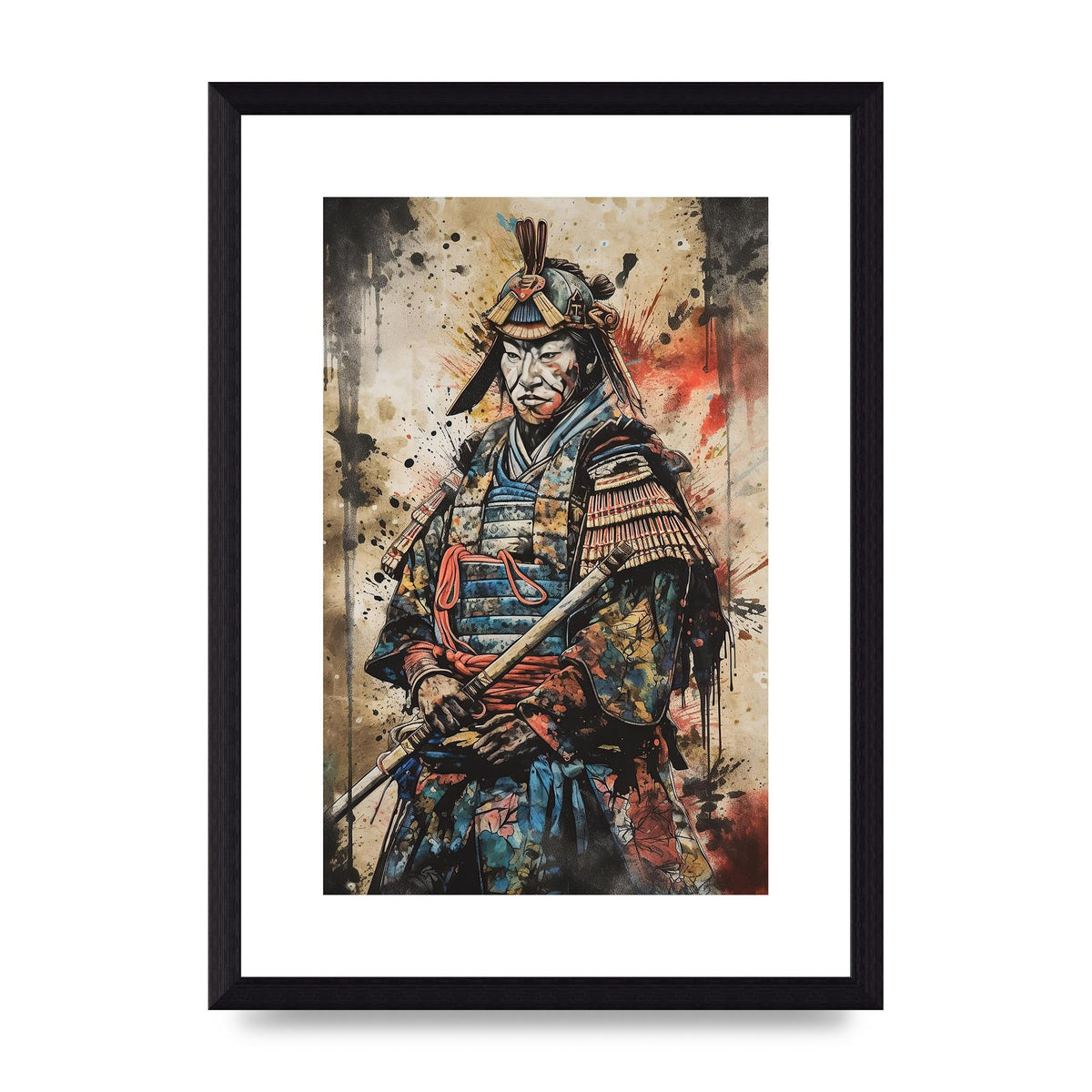 Dynamic Samurai Painting with Textured Background