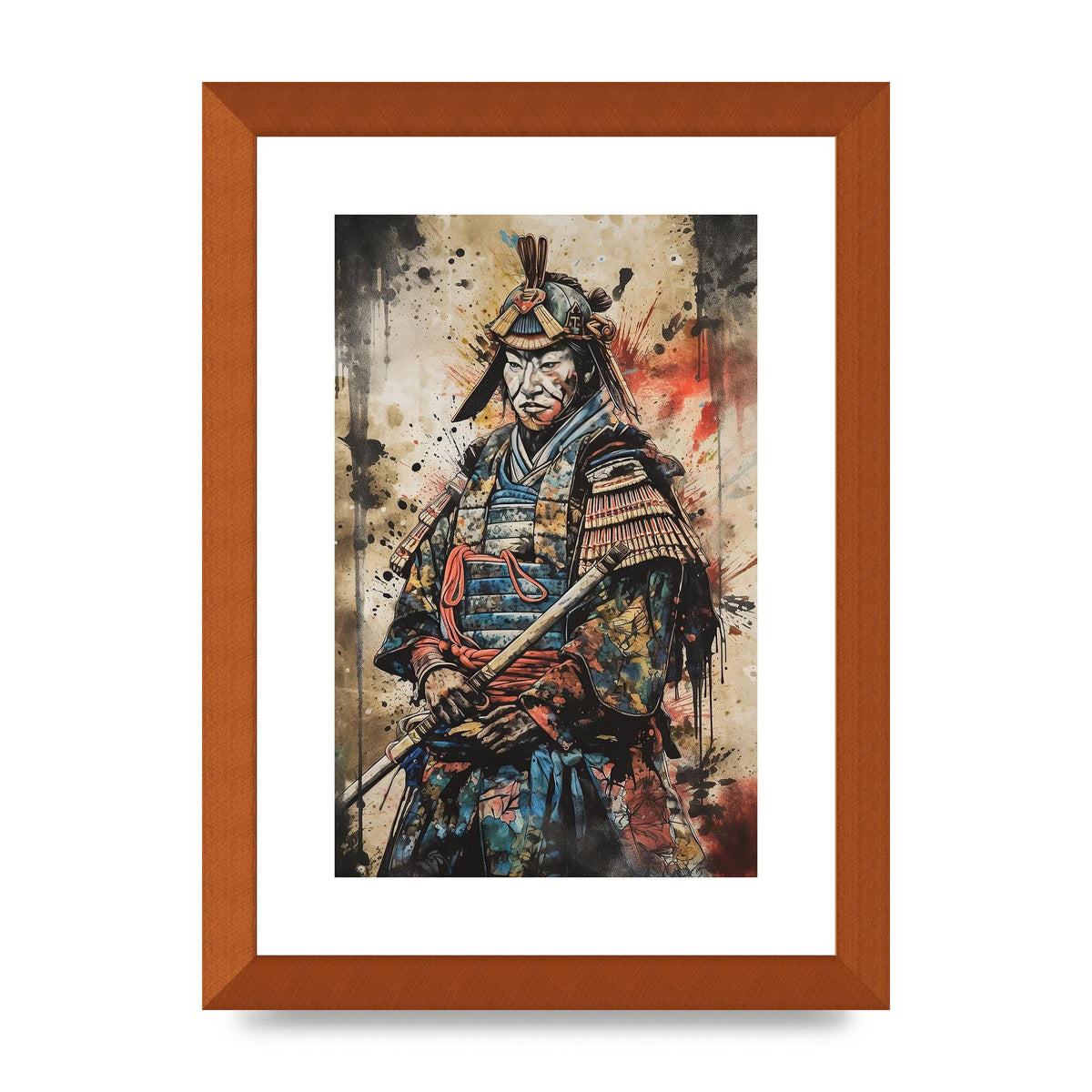 Dynamic Samurai Painting with Textured Background