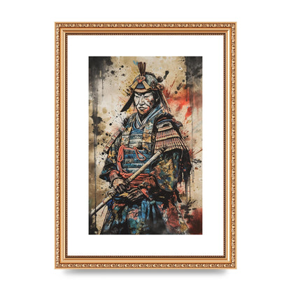 Dynamic Samurai Painting with Textured Background