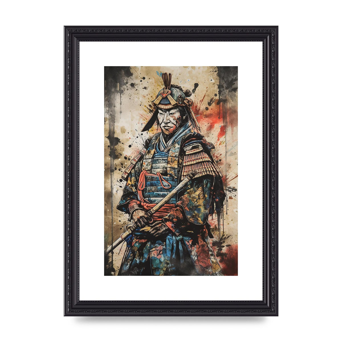 Dynamic Samurai Painting with Textured Background