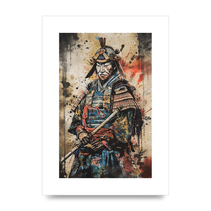 Dynamic Samurai Painting with Textured Background