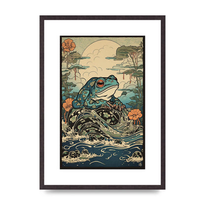 Traditional Japanese Art of Majestic Ocean Frog