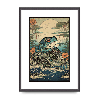 Traditional Japanese Art of Majestic Ocean Frog
