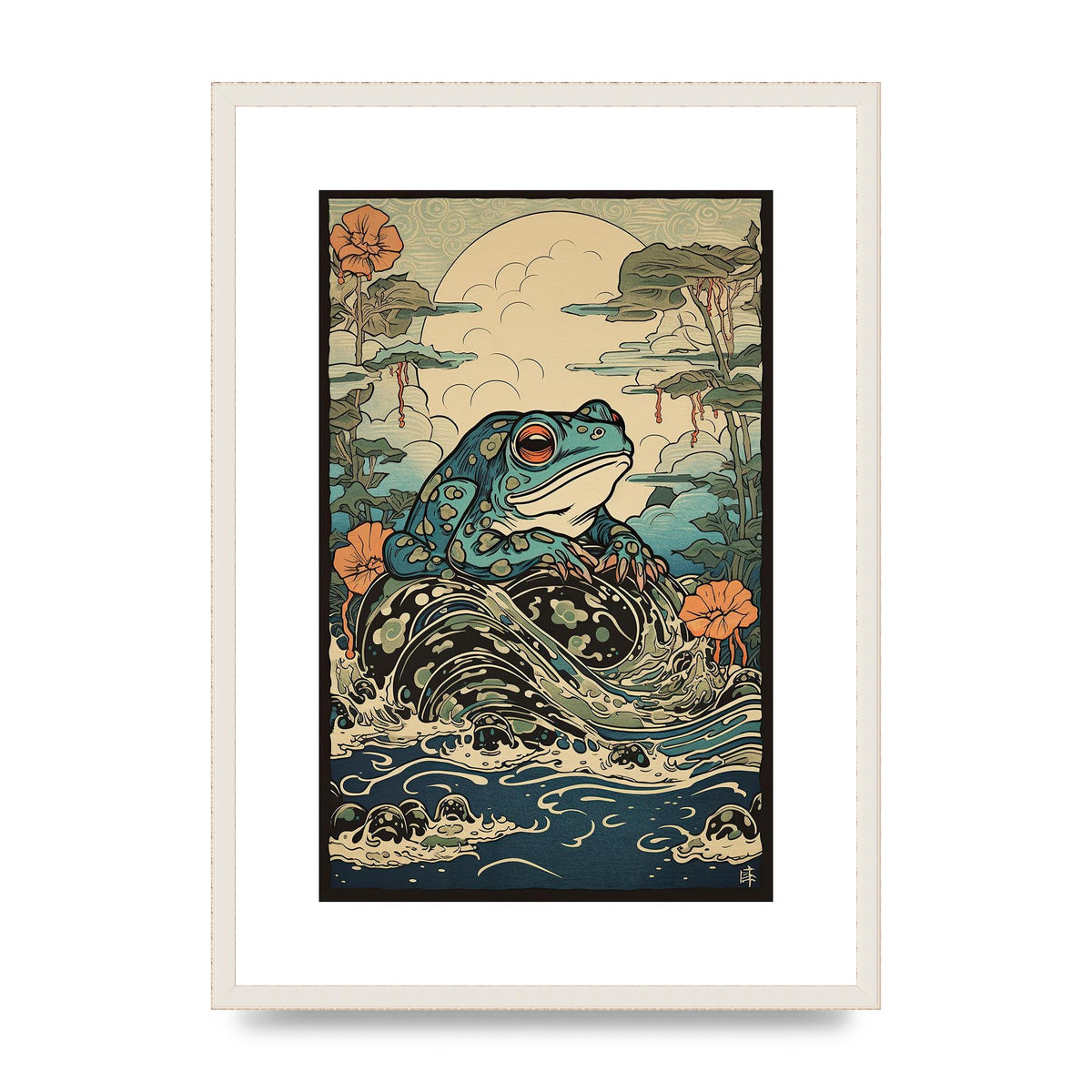 Traditional Japanese Art of Majestic Ocean Frog