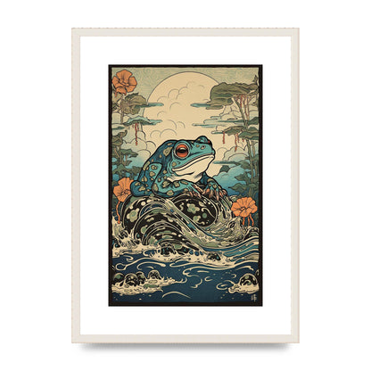 Traditional Japanese Art of Majestic Ocean Frog