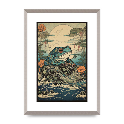 Traditional Japanese Art of Majestic Ocean Frog