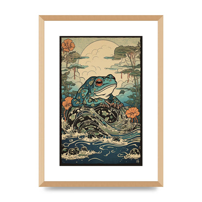 Traditional Japanese Art of Majestic Ocean Frog