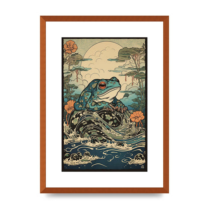 Traditional Japanese Art of Majestic Ocean Frog