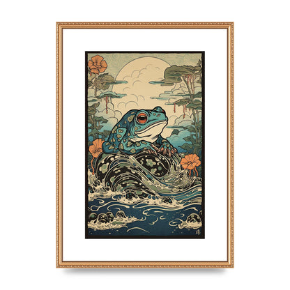 Traditional Japanese Art of Majestic Ocean Frog