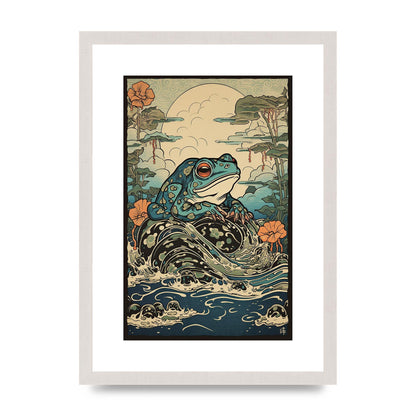 Traditional Japanese Art of Majestic Ocean Frog
