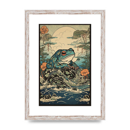 Traditional Japanese Art of Majestic Ocean Frog