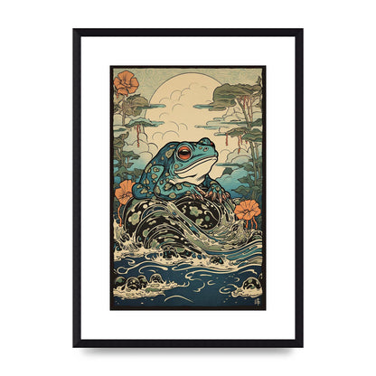 Traditional Japanese Art of Majestic Ocean Frog