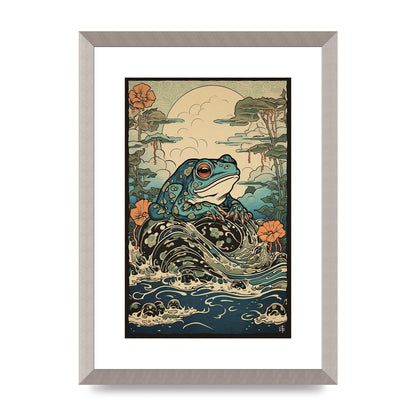 Traditional Japanese Art of Majestic Ocean Frog