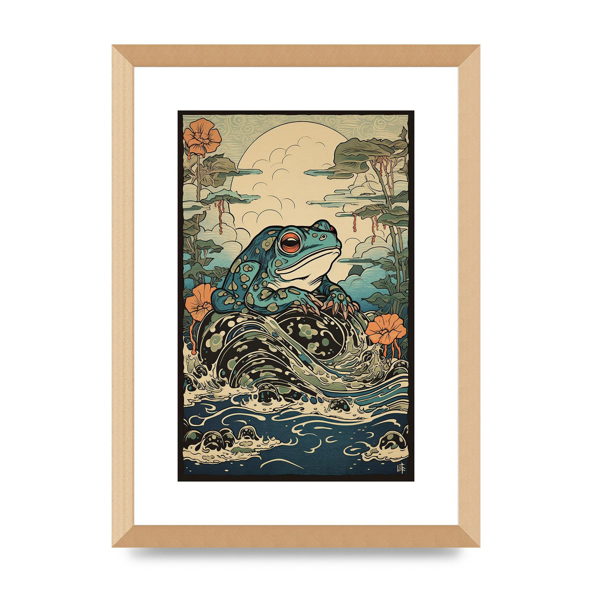Traditional Japanese Art of Majestic Ocean Frog