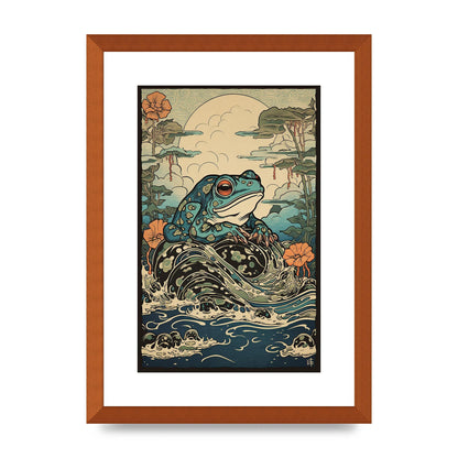 Traditional Japanese Art of Majestic Ocean Frog