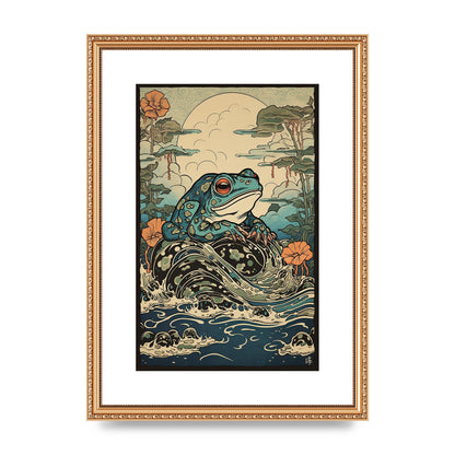 Traditional Japanese Art of Majestic Ocean Frog