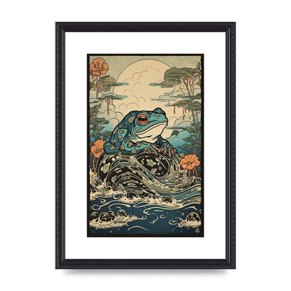 Traditional Japanese Art of Majestic Ocean Frog
