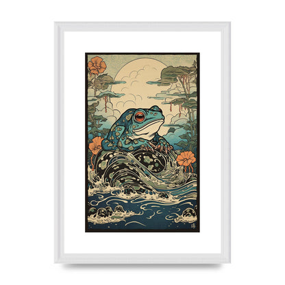 Traditional Japanese Art of Majestic Ocean Frog