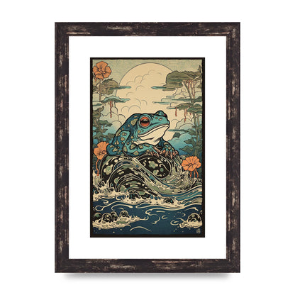 Traditional Japanese Art of Majestic Ocean Frog