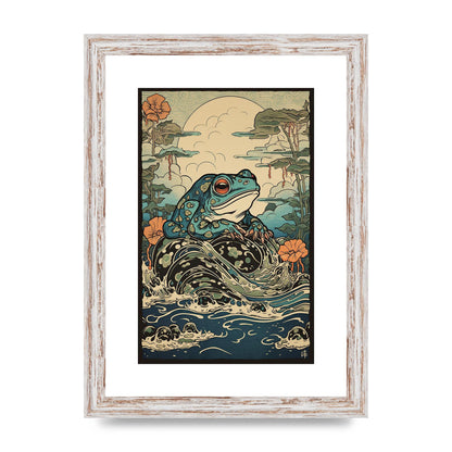 Traditional Japanese Art of Majestic Ocean Frog