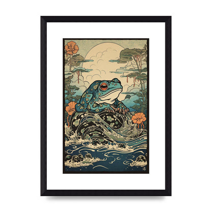 Traditional Japanese Art of Majestic Ocean Frog