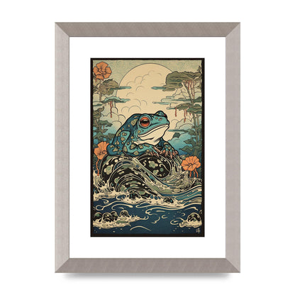 Traditional Japanese Art of Majestic Ocean Frog