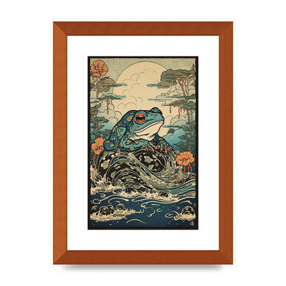 Traditional Japanese Art of Majestic Ocean Frog