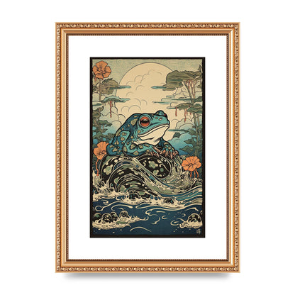 Traditional Japanese Art of Majestic Ocean Frog