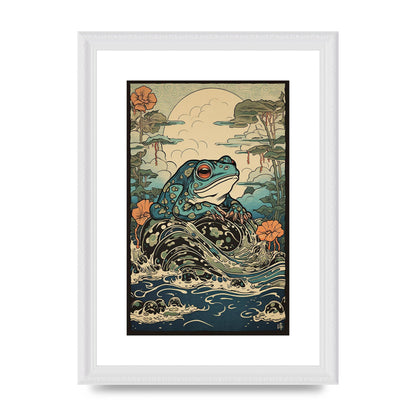Traditional Japanese Art of Majestic Ocean Frog