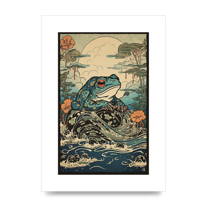 Traditional Japanese Art of Majestic Ocean Frog