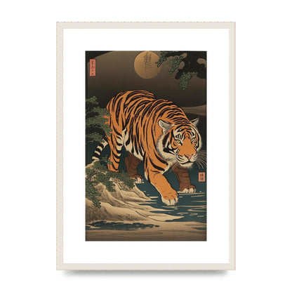 Japanese Tiger in Moonlight Art Print