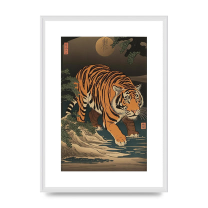 Japanese Tiger in Moonlight Art Print